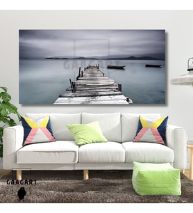 Panoramik Kanvas Duvar Tablosu Gri İskele Manzarası