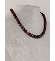 Lal (Granat) (Garnet) Taşı Faset Kesim Kolye 8mm (Sabit Klipsli)