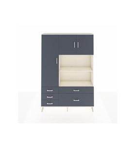 Arges Gardrop 7 Raflı 5 Çekmeceli 3 Kapaklı 132x30x195 Aytaşı-Antrasit