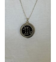 Sy Kuyumculuk Burç AKREP (SCORPIO) YILDIZ Haritalı Mineli Kolye (Gümüş Gri)