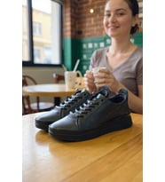 Enoch Kadın Siyah Lazer Kesim Detaylı Comfort Taban Şehir Sneaker Loafer