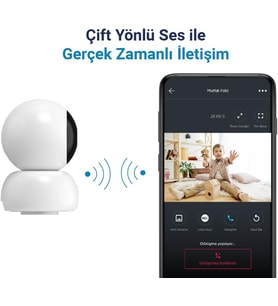 Lexroo Omni Wi-Fi Akıllı Kamera, 360 Derece Görüntüleme, Akıllı Hareket Takibi, Ses Algılama