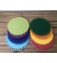 KARIŞIK RENKLİ PONPONLU SUPLA 33 CM (MDF DAHİL) (8 ADET) (Standart)