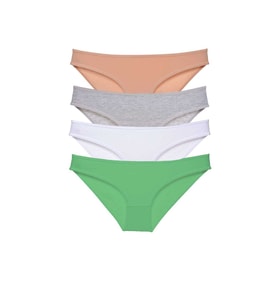 Mulvxbrf Brf02 4 Adet Süper Eko Set Likralı Kadın Slip Külot Ten Gri Beyaz Yeşil (Mulvix)