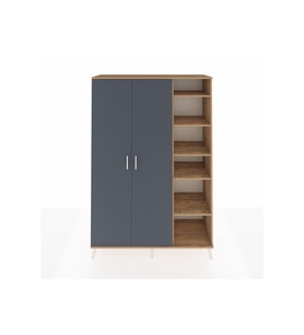 Hyperion Dolap 7 Raflı 2 Kapaklı Tek Askılı 132x44x195 Çam-Antrasit/Çam