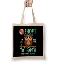Funny I m Not Short I m Just Down To Earth Owl Pun Bez Çanta Uzun Saplı