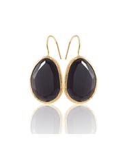 Kadir Jewellery 22 Ayar Altın Kaplama Fosil Taşlı Küpe -El İşçiliği Ve Hipoalerjenik Küpe