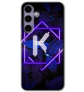 Galaxy S24 Plus Kılıf HD Desen Baskılı Kılıf - Dark Neon Yaprak K Harfi