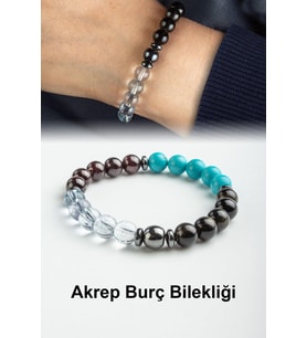 Akrep Burç Bilekliği Topaz-Turkuaz-Garnet-Obsidyen Doğal Taş 8mm Bileklik