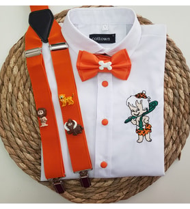 cool partyshop taşdevri konseptli erkek çocuk askı papyon gömlek
