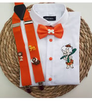 cool partyshop taşdevri konseptli erkek çocuk askı papyon gömlek