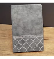 Desenli Gri Renk Deri Defter (Krem)