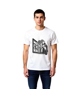 Motor Yarışları Retro Stil Baskılı Erkek Tişört