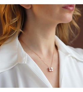 Sedefli Rose Gold Kaplama Aşk ve Şans Kolyesi