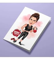 Kişiye Özel Spor Yapan Kadın Karikatürlü Tebrik Kartı