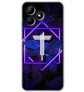 Realme C53 Kılıf HD Desen Baskılı Kılıf - Dark Neon Yaprak T Harfi