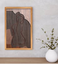 BK Home Woman Line Dekoratif Retro Ahşap Tablo-8