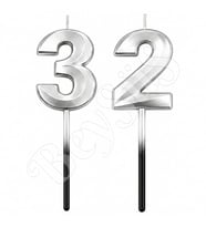 32 Rakam Mum Gümüş