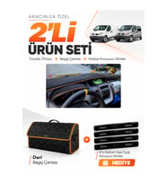 e-biz RENAULT TRAFIC (2001-2014) Uyumlu Torpido Örtüsü + Deri Çanta - Siyah-Kahverengi - RE046