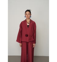 Kadın Gül Detaylı Yandan Bağlamalı Düz Renk Kimono-Ceket (Bordo)