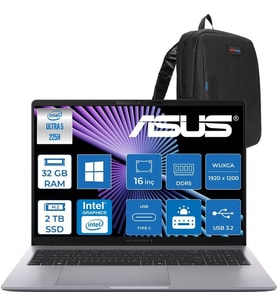 Asus Expertbook P3 G1 P3606CCA Intel® Core™ Ultra 5 225H Aı 32GB Ddr5 2tb SSD Intel® Graphics 16.0-Inch, Wuxga (1920 x 1200) 300NITS WIN11PRO Bilgisayar U516512G1DP14+ZETTAÇANTA