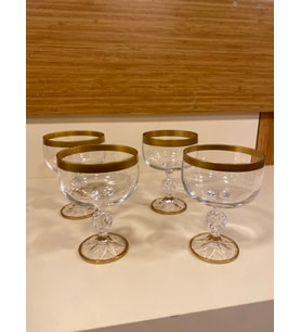 DONDURMALIK VE MAGNOLYALIK 4'LÜ KRİSTAL 300 ML ŞEFFAF ALTIN ŞERİT KASE