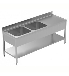 Electrolux Professional 2 Evyeli Tezgah, Evyeleri 600x500 Mm, Damlalığı Sağda, Taban Raflı - 2100 Mm, Plus LSGLG2126D