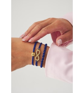 Lacivert Sonsuzluk - Top - Burgu Örgü İp Best Friends Bileklik Set Üçlü