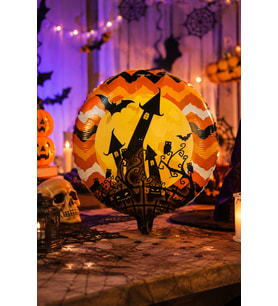 Halloween Folyo Balon Şatolu 45x45 cm Cadılar Bayramı Parti Süsü Yuvarlak Temalı Dekorasyon Balonu