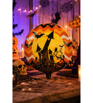 Halloween Folyo Balon Şatolu 45x45 cm Cadılar Bayramı Parti Süsü Yuvarlak Temalı Dekorasyon Balonu