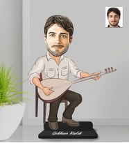 Kişiye ÖzelSaz Çalan Erkek Ahşap Biblo-1