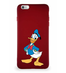 Apple iPhone 6S Plus Soft Premier Kapak Donald Duck-C Tasarımlı Silikon Kılıf - Mürdüm (Şeffaf)