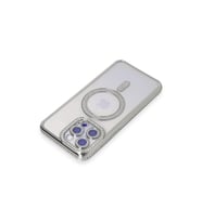 İphone 14 Pro Max Kılıf Joke Simli Magneticsafe Kılıf - Gümüş