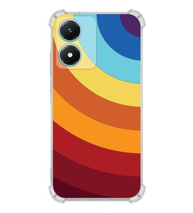 PrintiFy Vivo Y02S Uyumlu Köşe Korumalı Renk Cümbüşü A Tasarımlı Şeffaf Silikon Kılıf