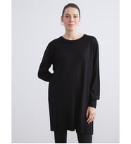 LCW ECO Siyah Bisiklet Yaka Kadın Triko Tunik