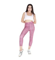 Kadın Pembe Benekli Yüksek Bel Spor Tayt