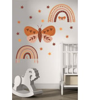 Bohem Gökkuşağı ve Kelebek Çocuk Odası Duvar Sticker Dekorasyon Seti Model 6 (Karışık)
