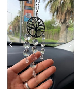 Yaşam Ağacı Pleksi Aynalı Kristal Taşlı Araç Dikiz Ayna Süsü