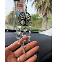 Yaşam Ağacı Pleksi Aynalı Kristal Taşlı Araç Dikiz Ayna Süsü