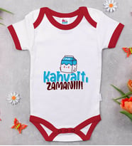 BK Kids Kahvaltı Zamanı Tasarımlı Kırmızı Bebek Body Zıbın-1
