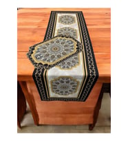 Geometrik Desenli Ramazan Runner Örtüsü ve Amerikan Servis (4Adet)