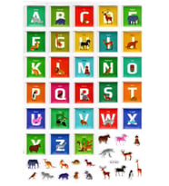 Sticker Kabartmalı A4 Boyutunda Stiker Defter, Planlayıcı Etiket-(lim553) - Alfabe Harf Hayvanlı
