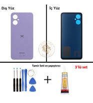 Omix Vida Seti + Yapıştırıcı Omix X3 Mor Yapıştırıcı B-7000 Yapıştırıcı Vida Seti Arka Kapak Arka Cam Batarya Kapağı Lazer Kesim Kapak Pil Kapağı Back Cover