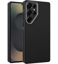 Lexroo Samsung Galaxy S25 Ultra için Karbon Serisi Ultra Güçlü Metal Tuşlu ve Lens Çerçeveli Darbe