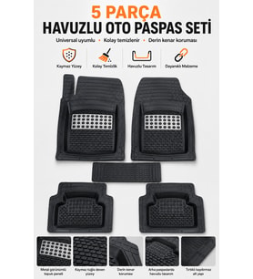 Audi 100 Serisi (1982-1991) 5 Parça Universal Havuzlu Oto Paspas Seti Gri