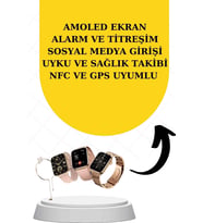 Bileklikli Amoled Ekran Akıllı Saat Ve Dijital Göstergeli Kablosuz Bluetooth Kulaklık Anc/ Enc
