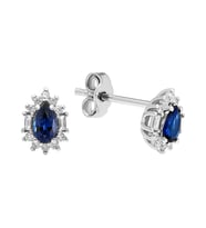 Sirius Baget Pırlanta ve Damla Safir Taşlı Modern Küpe 0717E0055