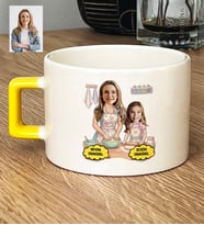 Kişiye Özel Karikatürlü Anne Kız Anneye Hediye Lüks Fincan Anneler Günü Hediyesi