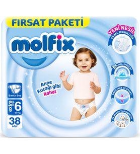 Molfix Bebek Bezi Beden:6 (15+KG) Extra Large 38 Adet Fırsat Pk