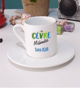 Çevre Mühendisi Türk Kahvesi Fincanı Beyaz